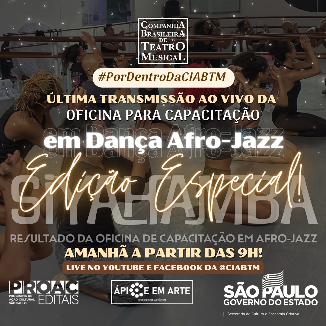 Peça de comunicação da oficina de capacitação em Dança Afro-Jazz